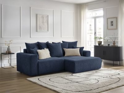 Canapé d'angle convertible coffre ATILLA tissu texturé