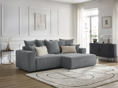 Canapé d'angle convertible coffre ATILLA tissu texturé