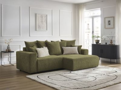 Canapé d'angle convertible coffre ATILLA tissu texturé