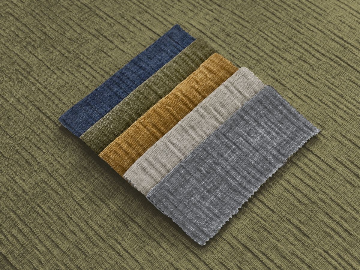 Canapé d'angle fixe EVEREST tissu chiné - Orange - Angle droit - 10 coussins