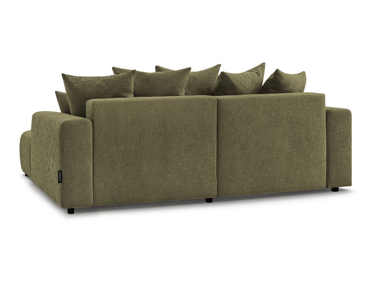 Canapé d'angle fixe EVEREST tissu chiné - Orange - Angle droit - 10 coussins
