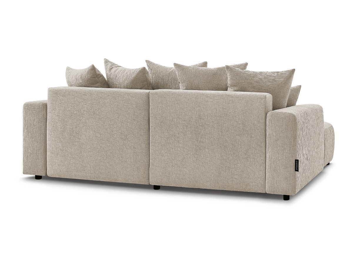 Canapé d'angle fixe EVEREST tissu chiné - Orange - Angle droit - 10 coussins