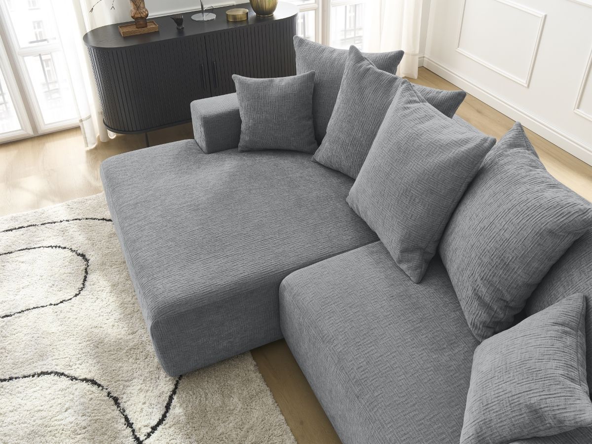 Canapé d'angle convertible coffre ATILLA tissu texturé