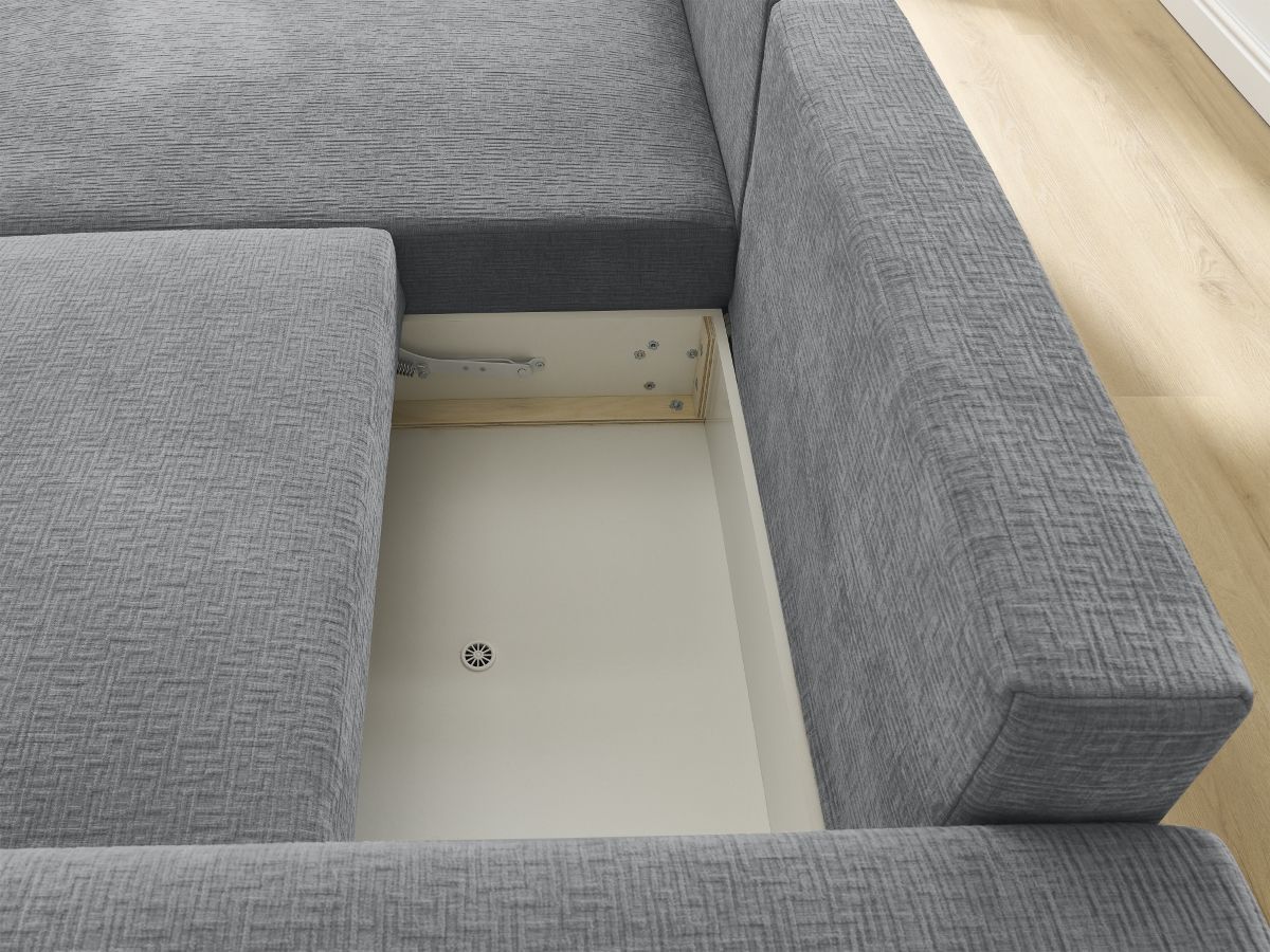 Canapé d'angle convertible coffre ATILLA tissu texturé