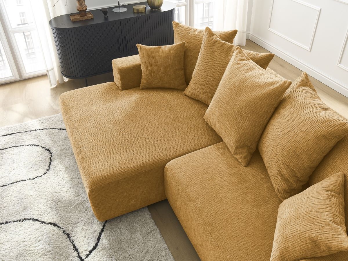 Canapé d'angle convertible coffre ATILLA tissu texturé