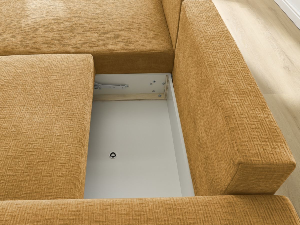 Canapé d'angle convertible coffre ATILLA tissu texturé