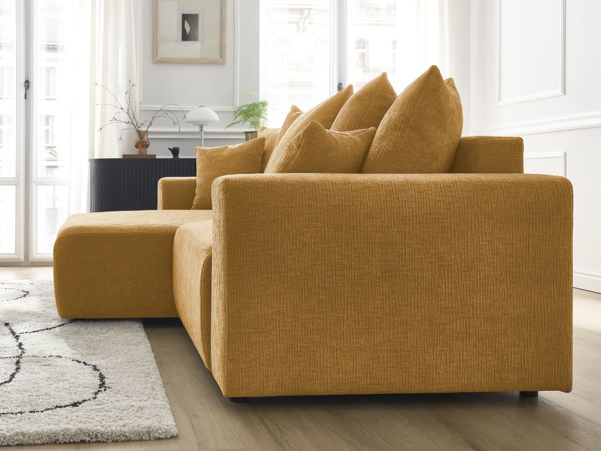 Canapé d'angle convertible coffre ATILLA tissu texturé