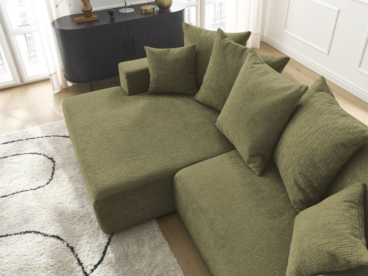 Canapé d'angle convertible coffre ATILLA tissu texturé