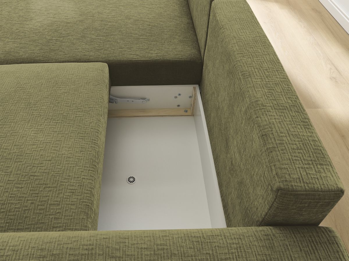 Canapé d'angle convertible coffre ATILLA tissu texturé