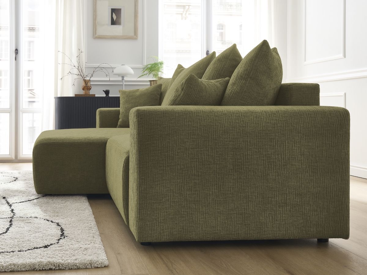Canapé d'angle convertible coffre ATILLA tissu texturé