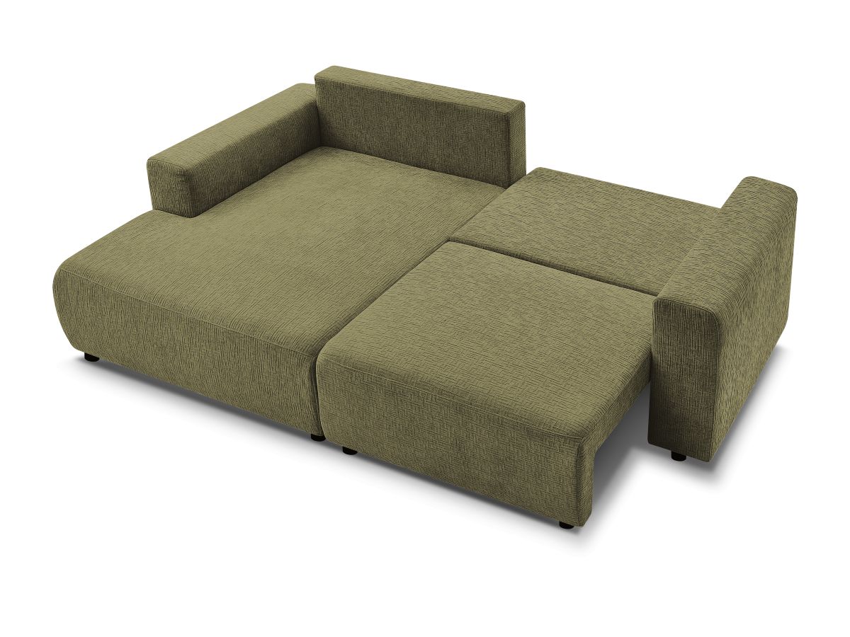 Canapé d'angle convertible coffre ATILLA tissu texturé