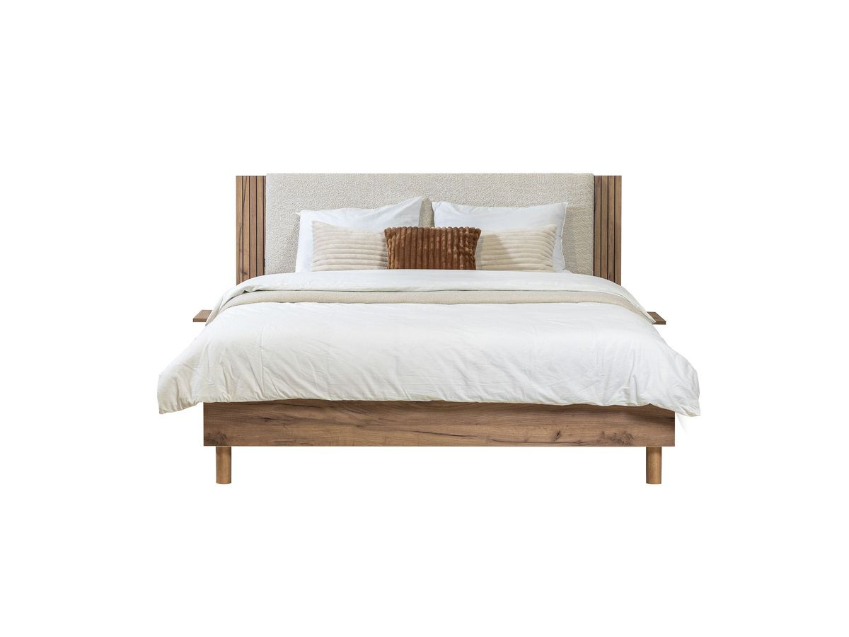 Łóżko 140x190 cm SELENA listwy lite nogi drewno naturalne