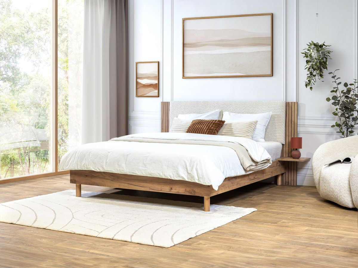 Lit LIOR lattes massives pieds en bois naturel