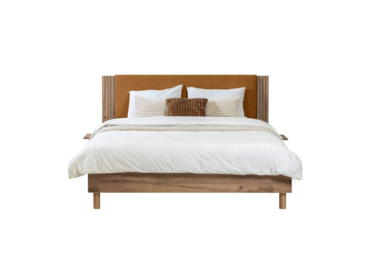 Łóżko 140x190 cm SELENA listwy lite nogi drewno naturalne