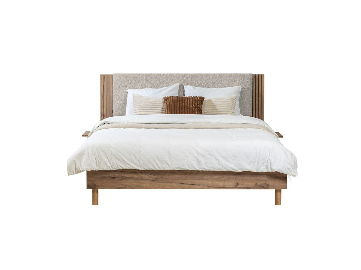 Łóżko 140x190 cm SELENA listwy lite nogi drewno naturalne