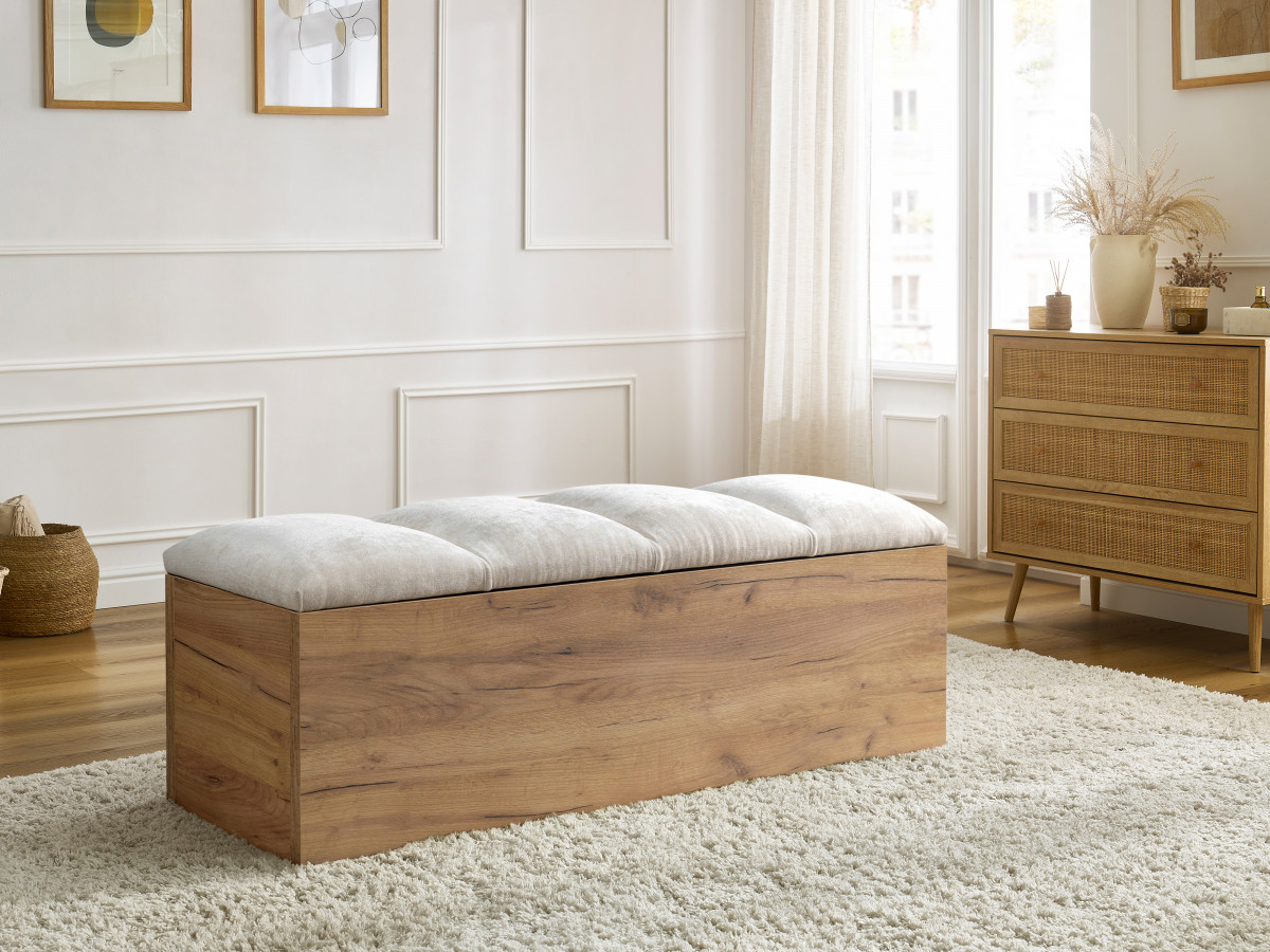 Bout de lit KUMO lisse gris clair