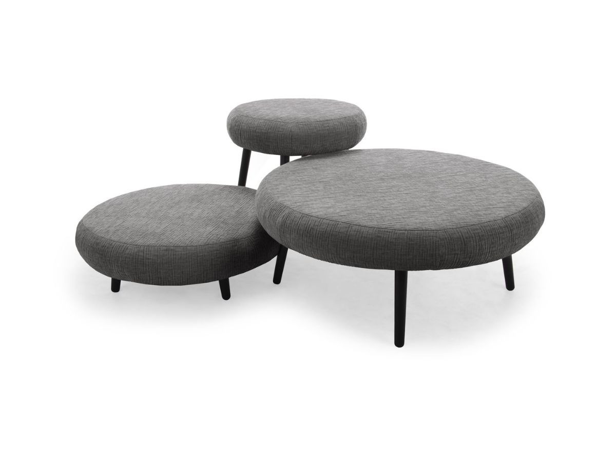 Lot de 3 poufs EDEN tissu texturé