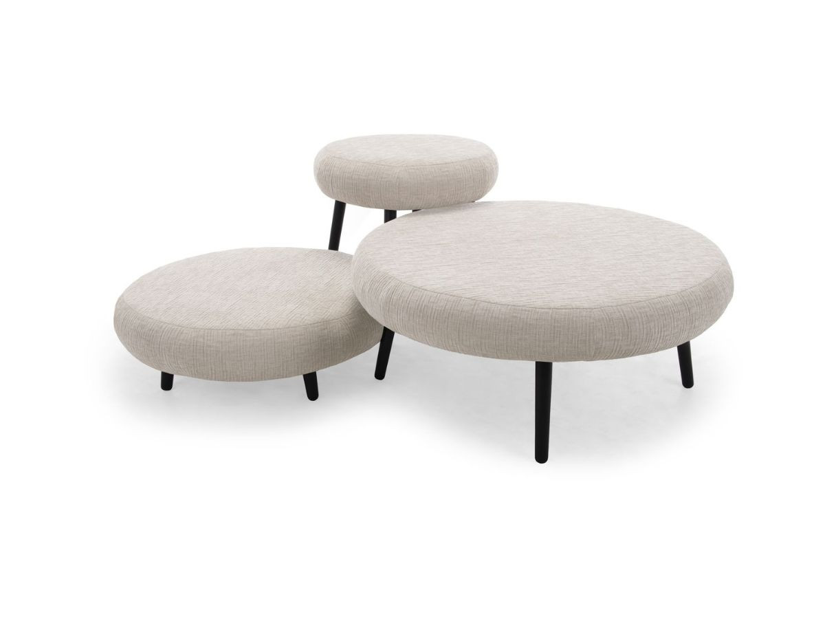 Set van 3 EDEN poefs van structuurstof