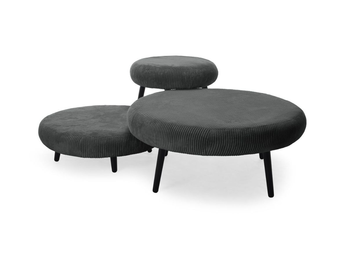 Set van 3 EDEN poefs in corduroy stof