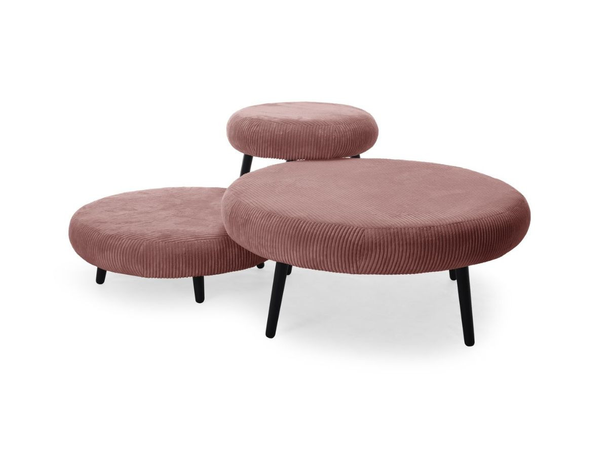 Set van 3 EDEN poefs in corduroy stof