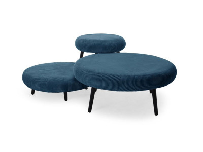 Lot de 3 poufs EDEN tissu velours côtelé