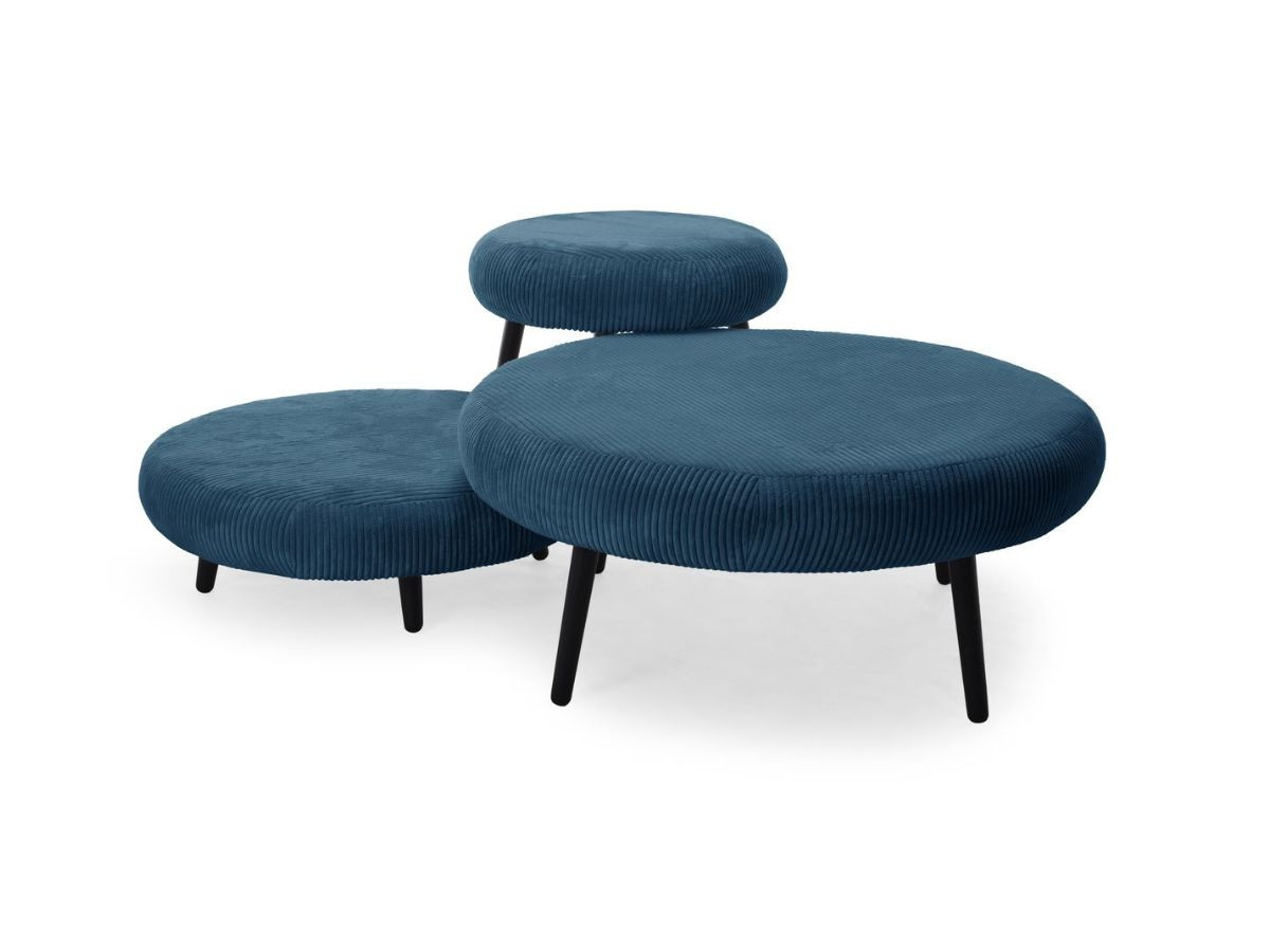 Set van 3 EDEN poefs in corduroy stof