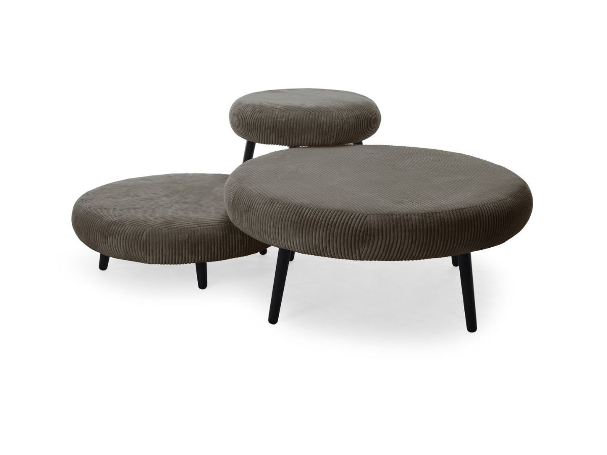 Set van 3 EDEN poefs in corduroy stof
