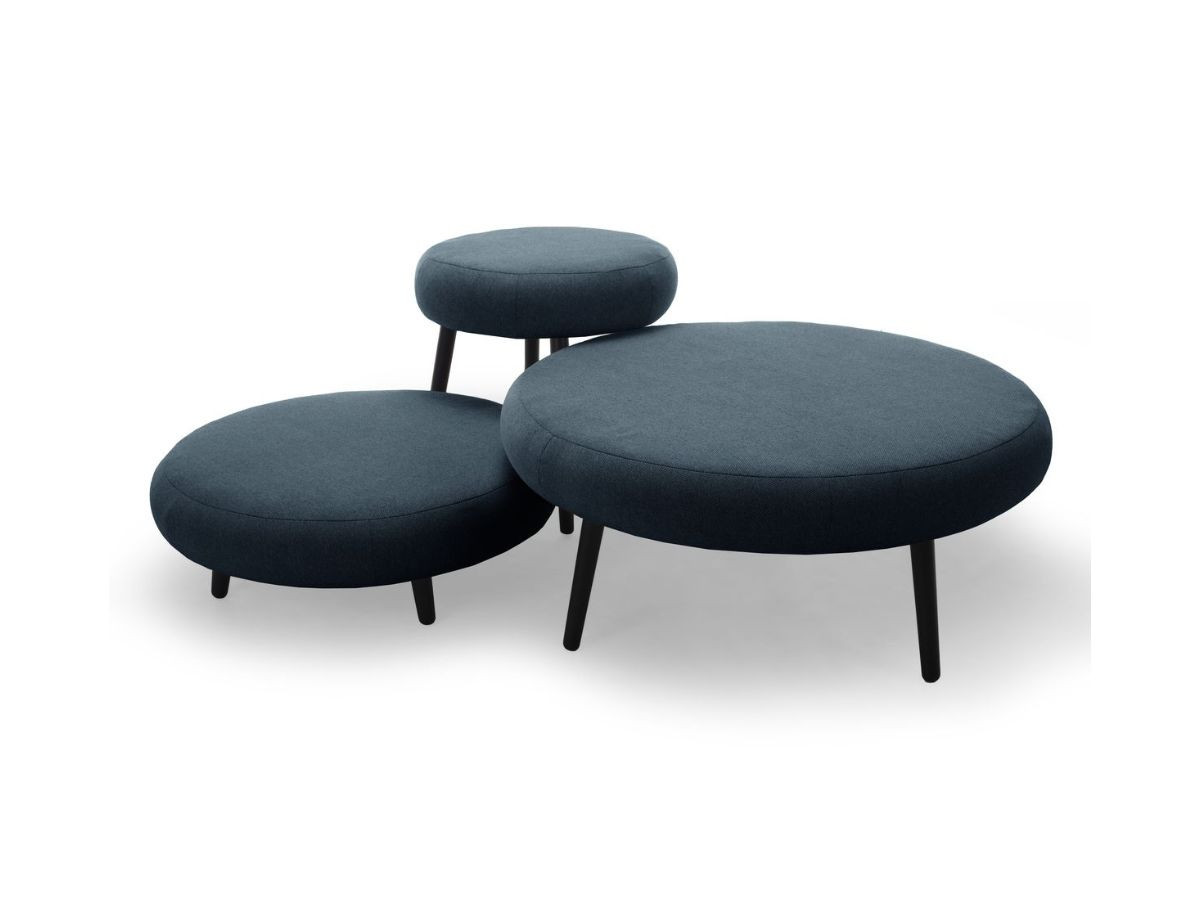 Lot de 3 poufs EDEN tissu lisse