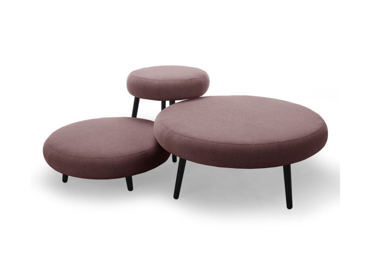 Set van 3 EDEN poefs van gladde stof