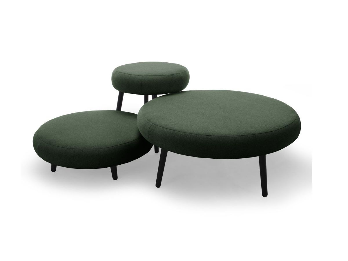 Set van 3 EDEN poefs van gladde stof