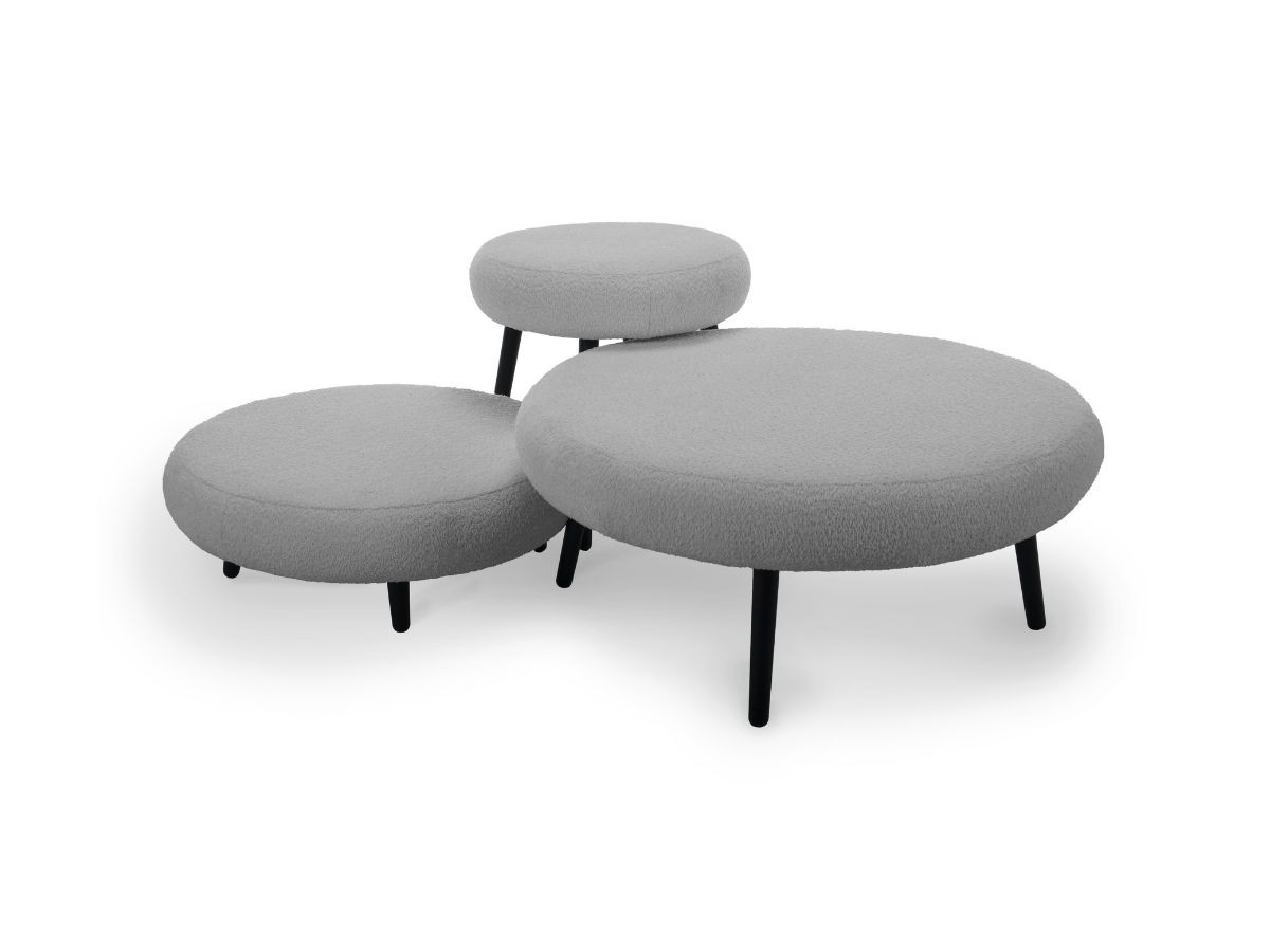 Lot de 3 poufs EDEN tissu bouclette