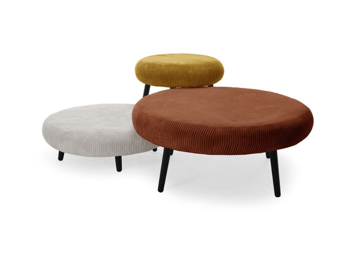 Set van 3 EDEN poefs in corduroy stof
