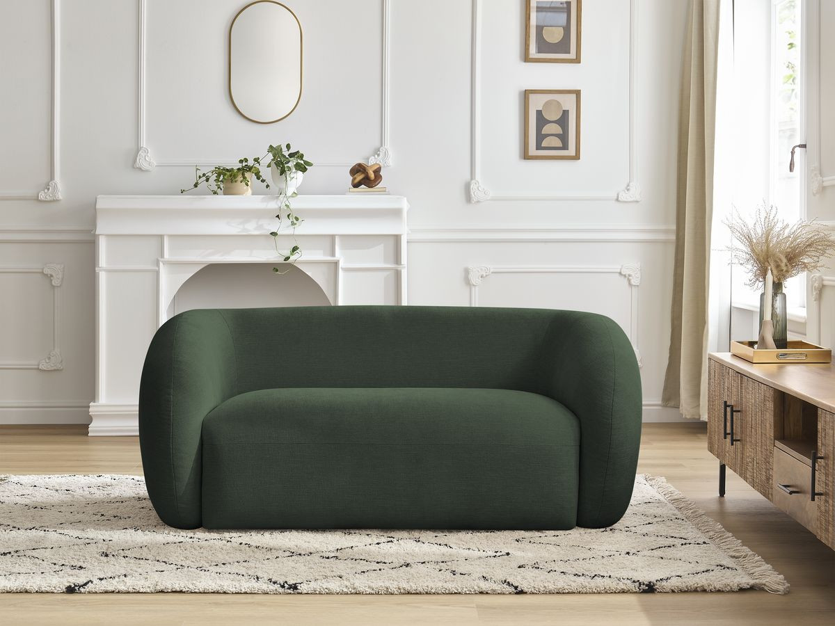 Canapé droit fixe 2 places CELINE tissu lisse