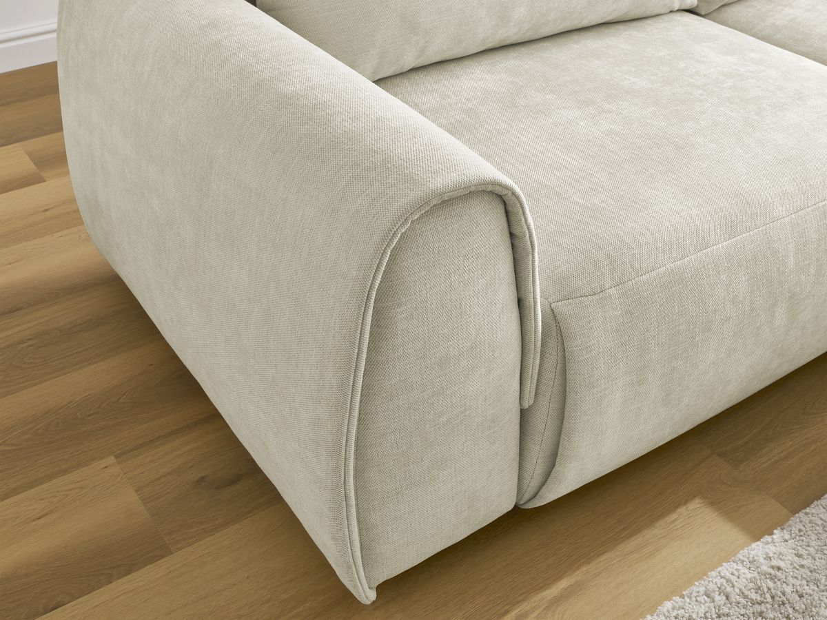 Canapé d'angle fixe EVEREST tissu chiné - Orange - Angle droit - 10 coussins