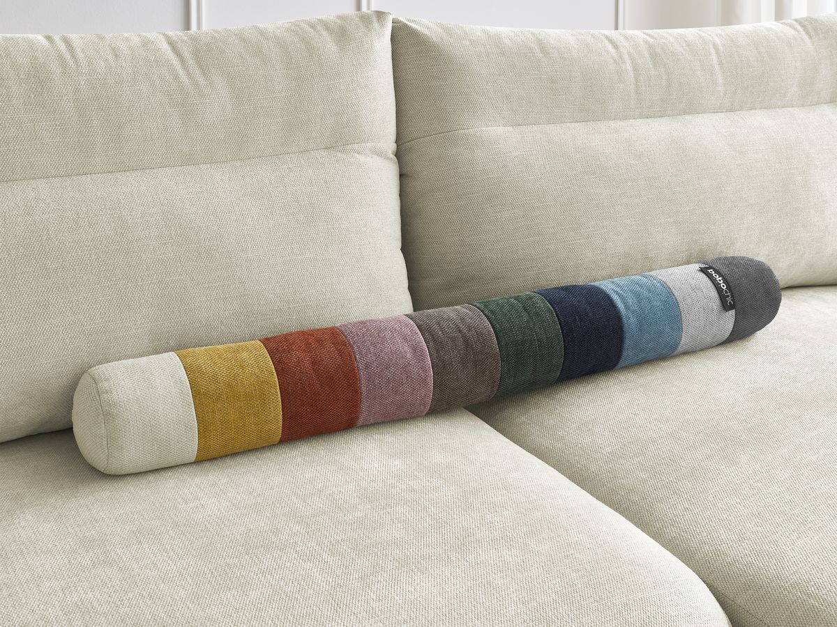 Canapé d'angle fixe EVEREST tissu chiné - Orange - Angle droit - 10 coussins