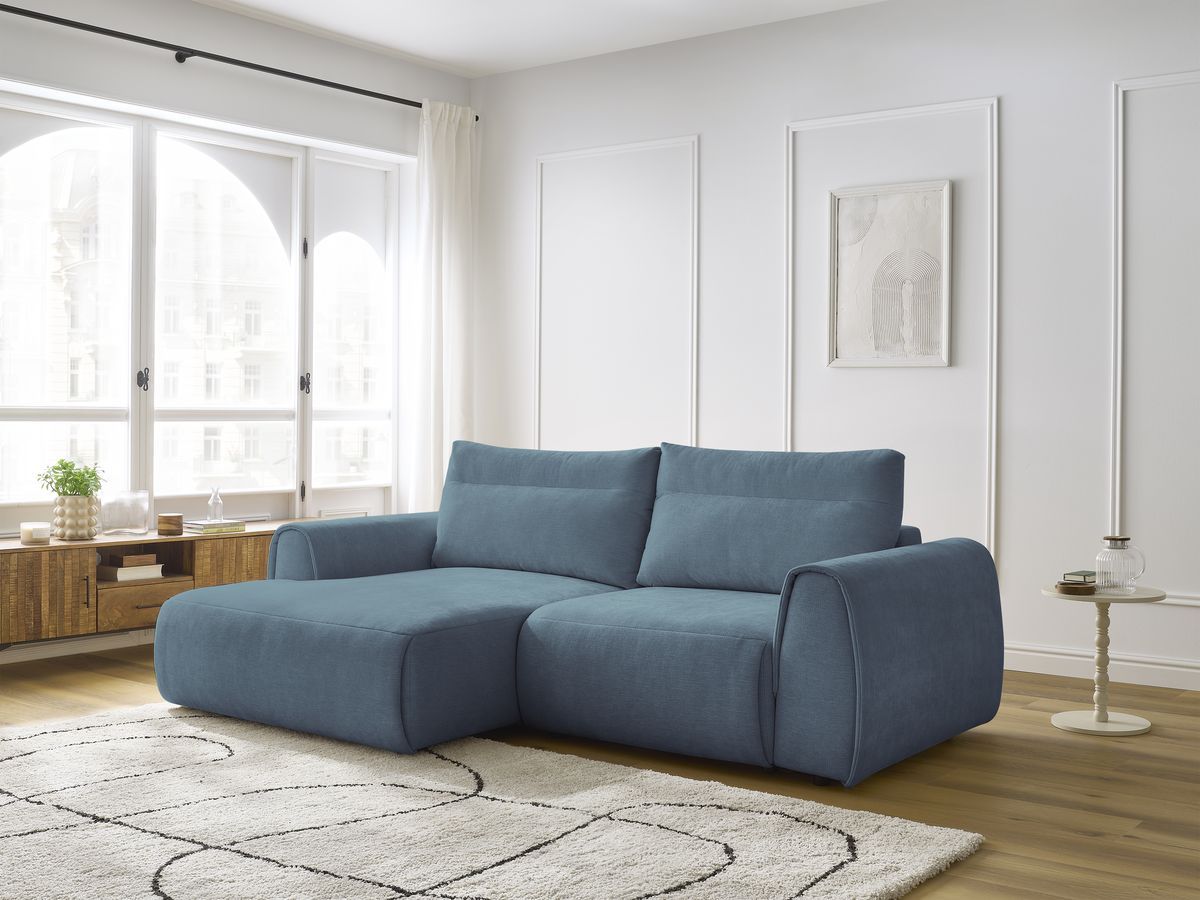 Canapé d'angle fixe compact ADEN bleu clair angle gauche BOBOCHIC 3 places - Vue supplémentaire 3