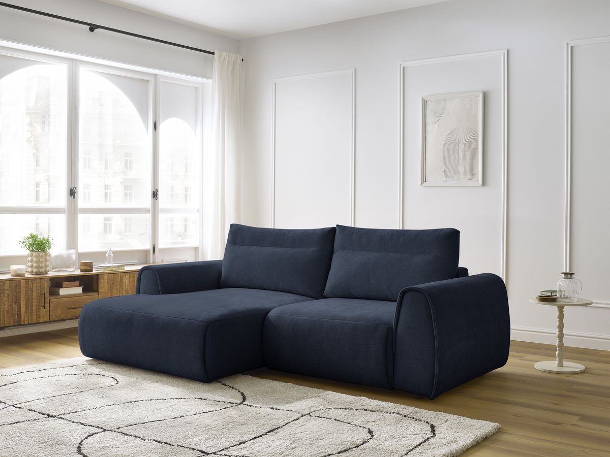 Canapé d'angle fixe compact ADEN bleu foncé angle gauche BOBOCHIC 3 places - Vue supplémentaire 3