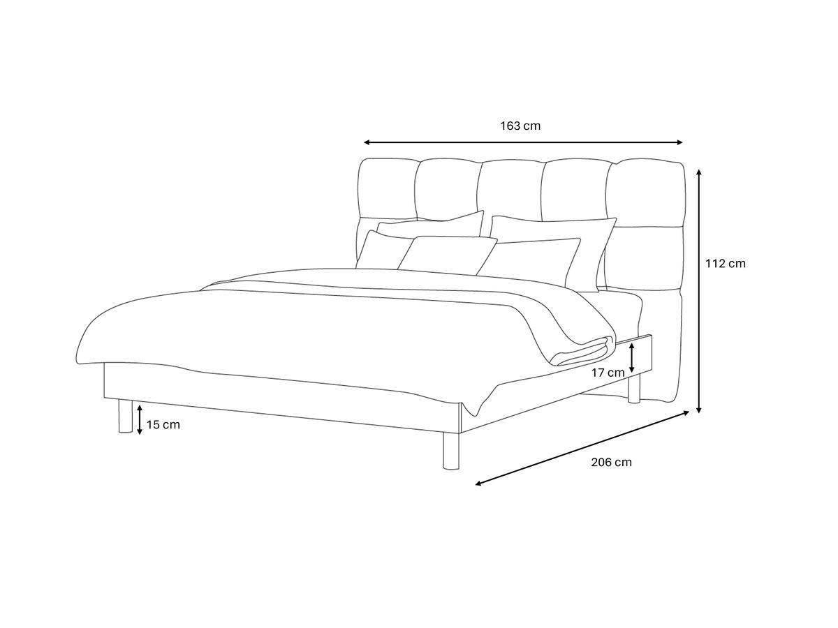 KUMO bed met massieve lattenbodem en poten van natuurlijk hout + KUMO bedeinde