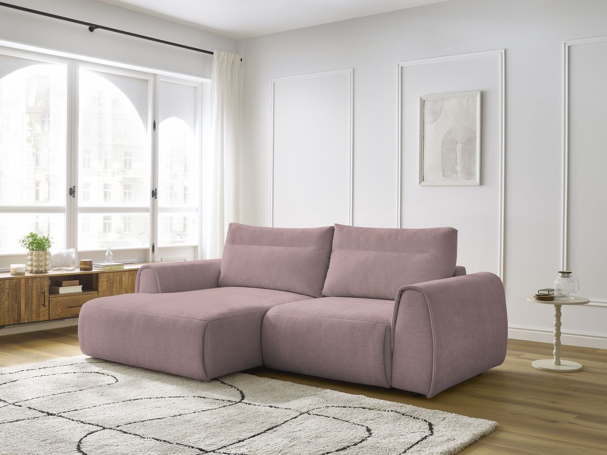 Canapé d'angle fixe compact ADEN rose angle gauche BOBOCHIC 3 places - Vue supplémentaire 3