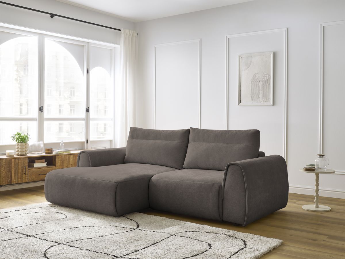 Canapé d'angle fixe compact ADEN taupe angle gauche BOBOCHIC 3 places - Vue supplémentaire 3