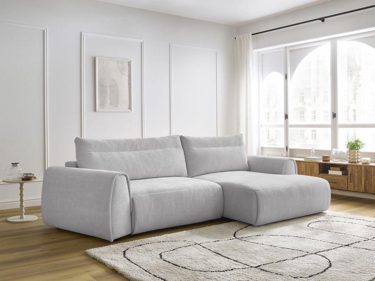 Canapé d'angle incurvé ADEN gris clair — vue 5