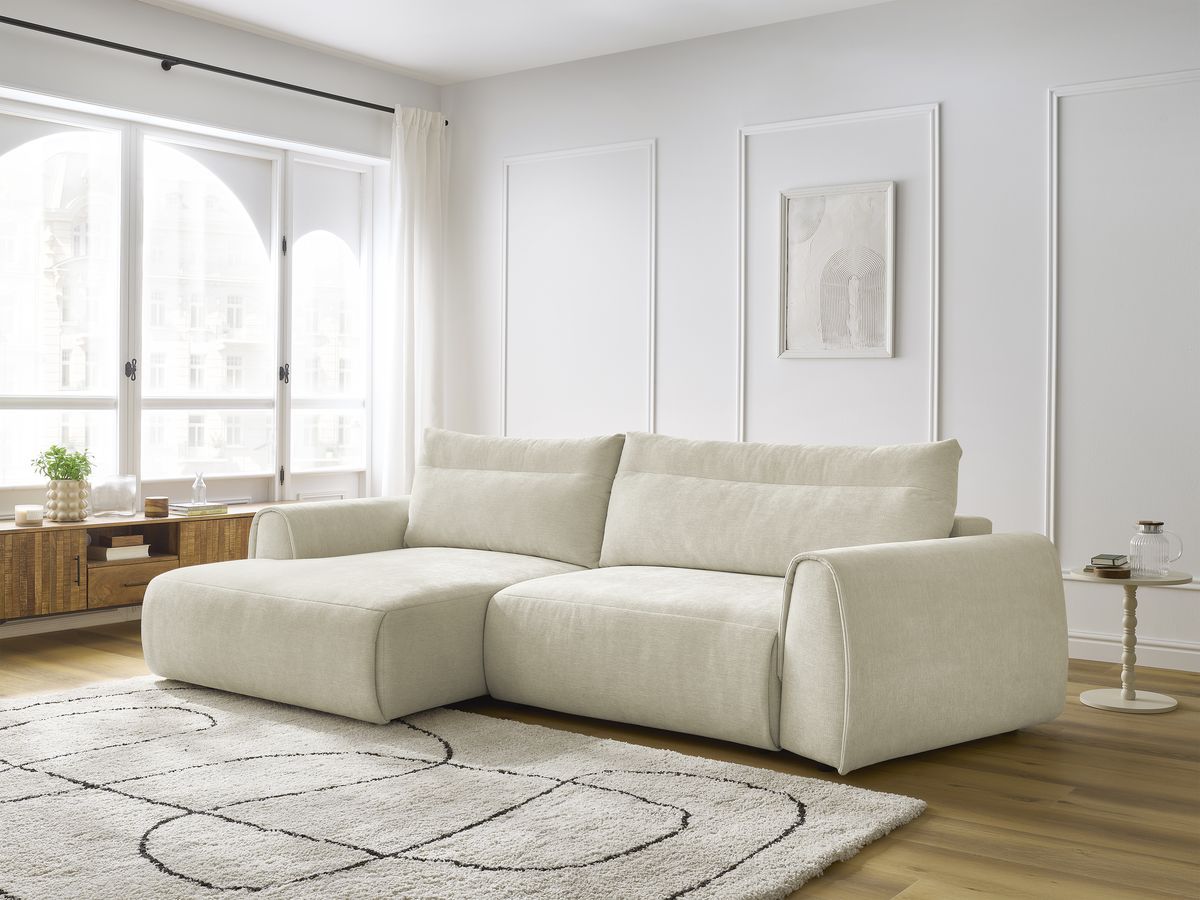 Canapé d'angle incurvé fixe ADEN beige angle gauche BOBOCHIC 3 places - Vue supplémentaire 3