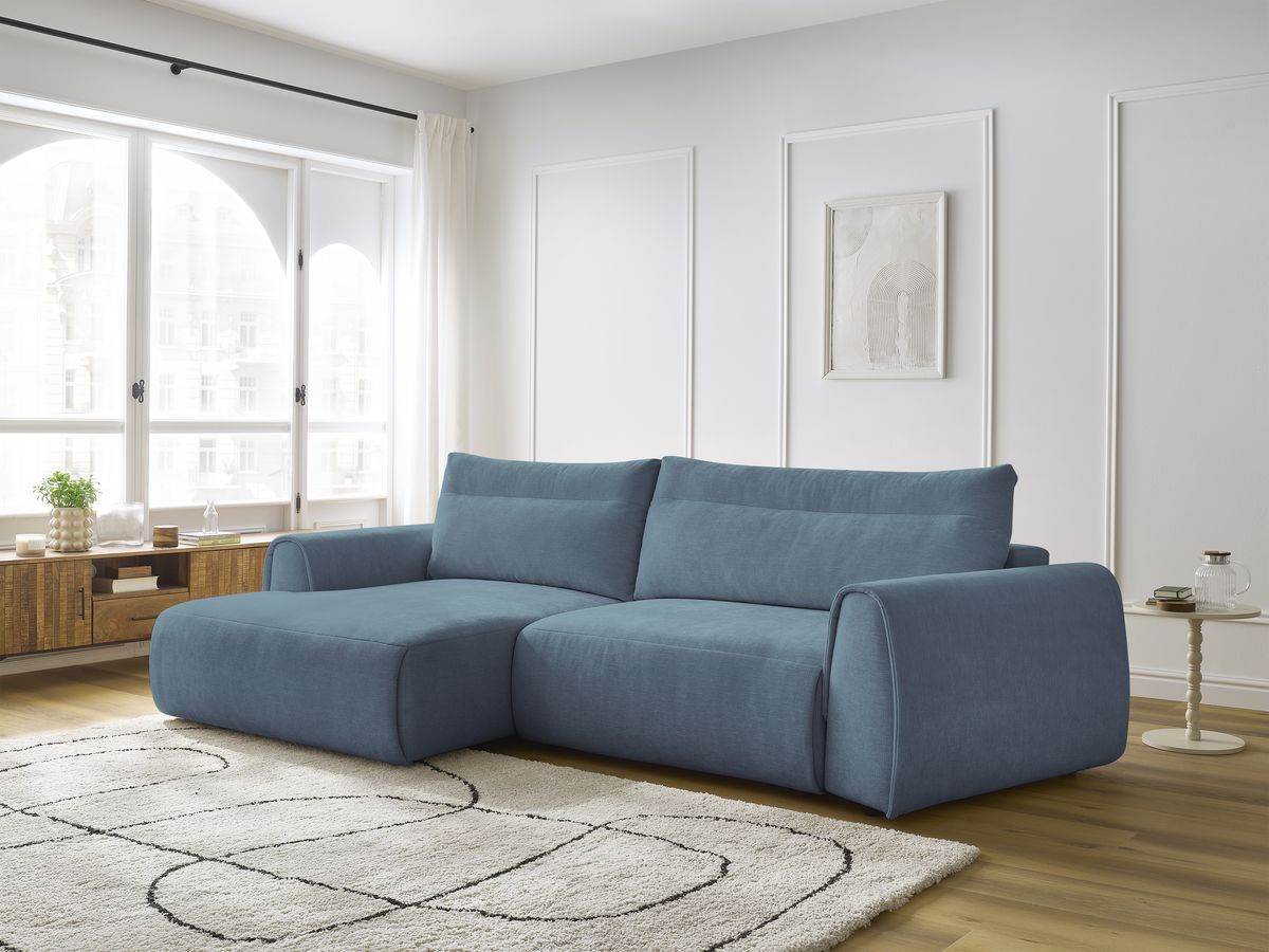 Canapé d'angle incurvé fixe ADEN bleu clair angle gauche BOBOCHIC 3 places - Vue supplémentaire 3