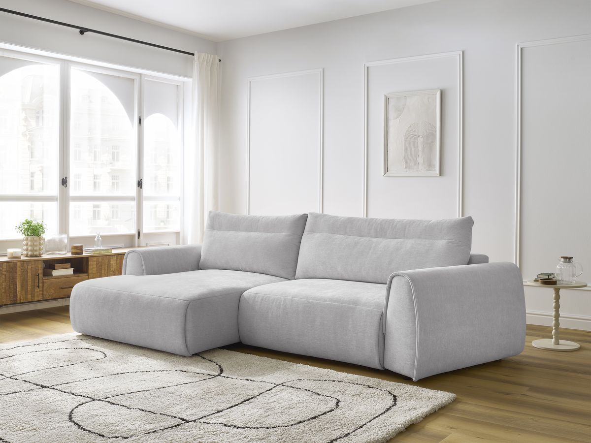 Canapé d'angle incurvé fixe ADEN gris clair angle gauche BOBOCHIC 3 places - Vue supplémentaire 3