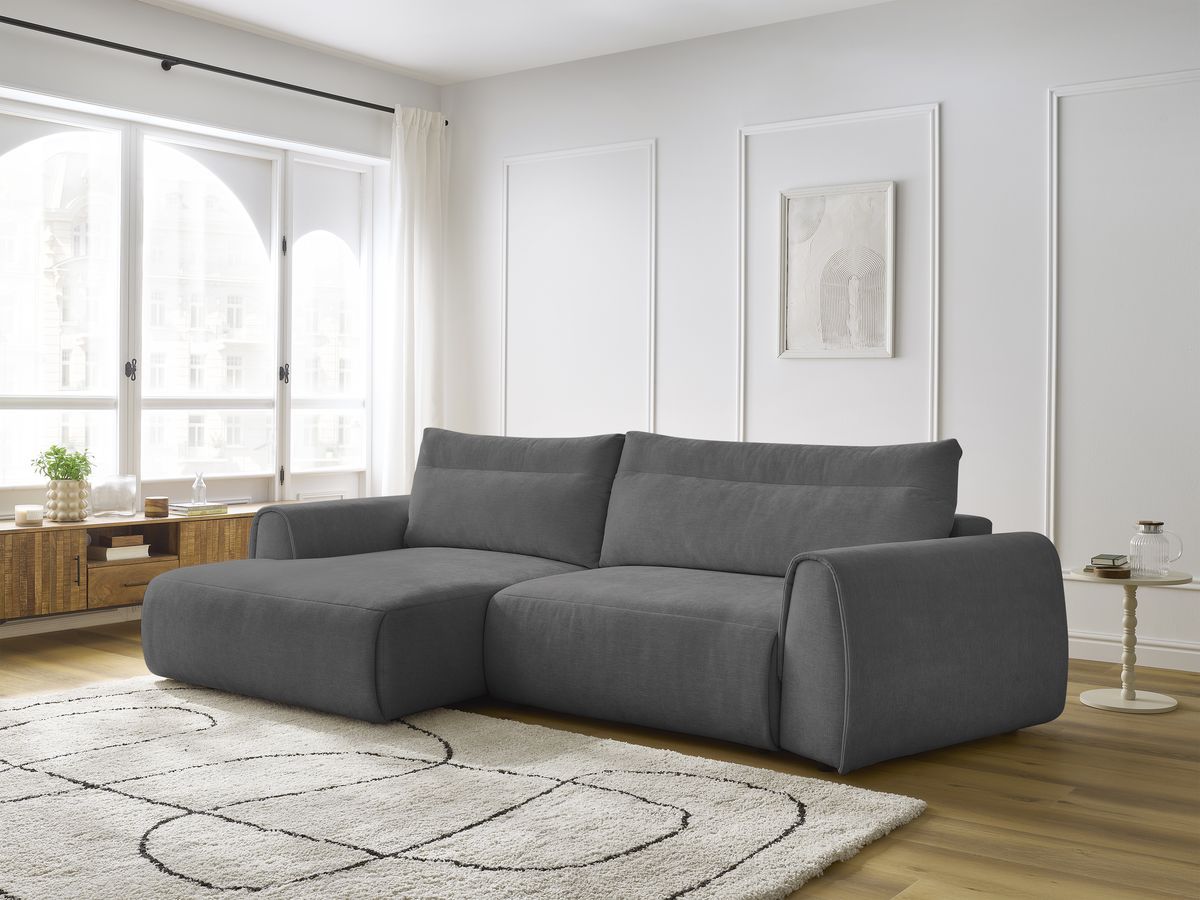 Canapé d'angle incurvé fixe ADEN gris foncé angle gauche BOBOCHIC 3 places - Vue supplémentaire 3