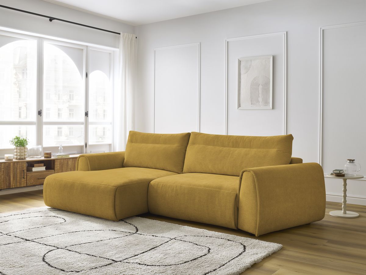 Canapé d'angle incurvé fixe ADEN jaune angle gauche BOBOCHIC 3 places - Vue supplémentaire 3