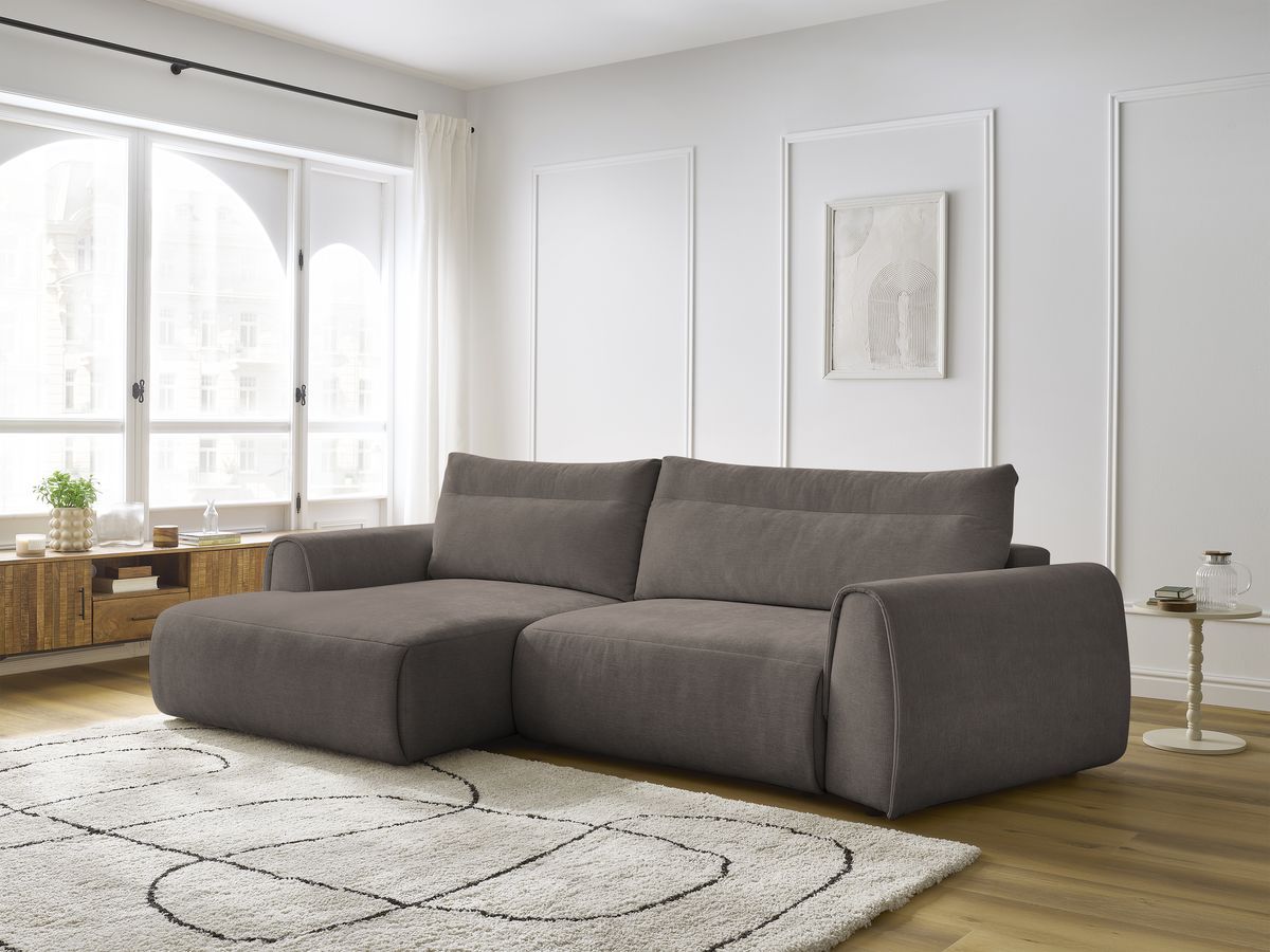 Canapé d'angle incurvé fixe ADEN taupe angle gauche BOBOCHIC 3 places - Vue supplémentaire 3