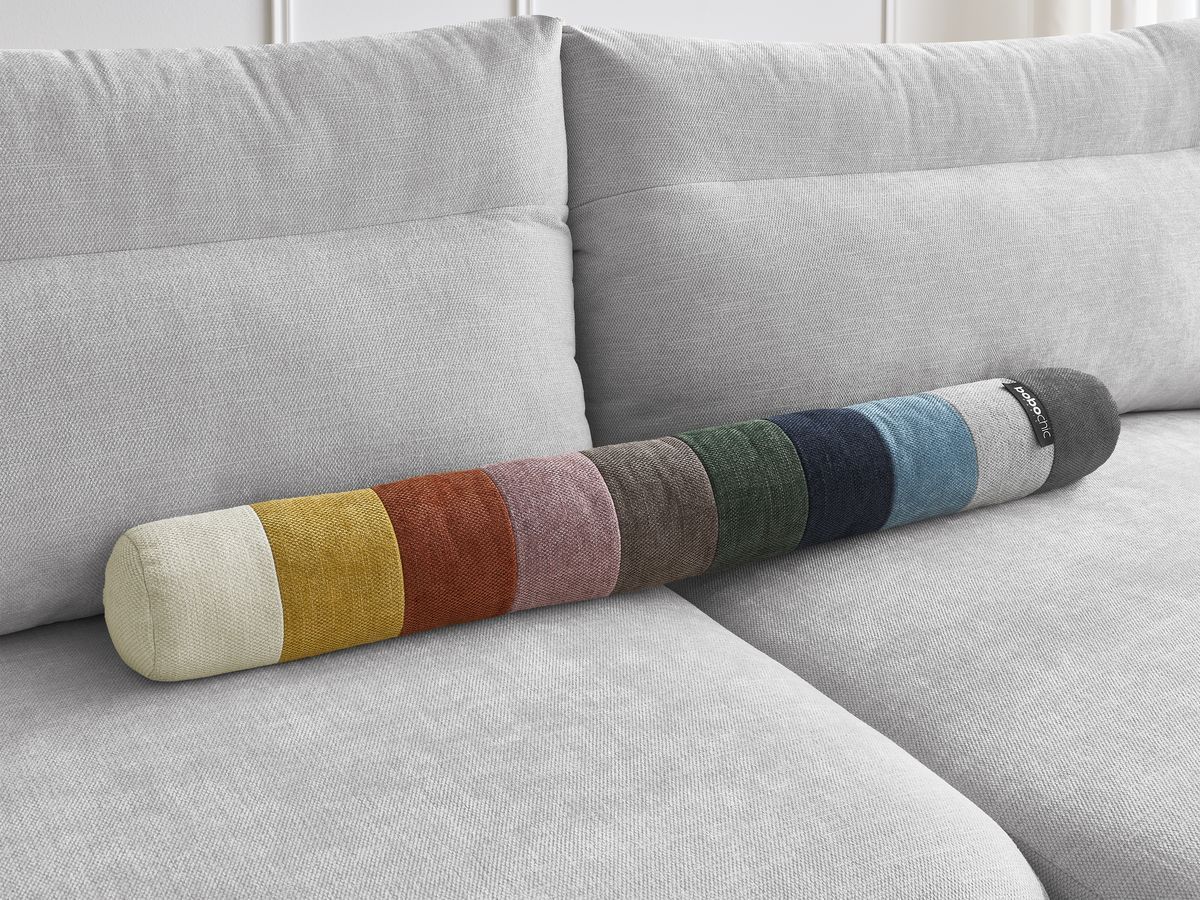 Canapé d'angle fixe EVEREST tissu chiné - Orange - Angle droit - 10 coussins