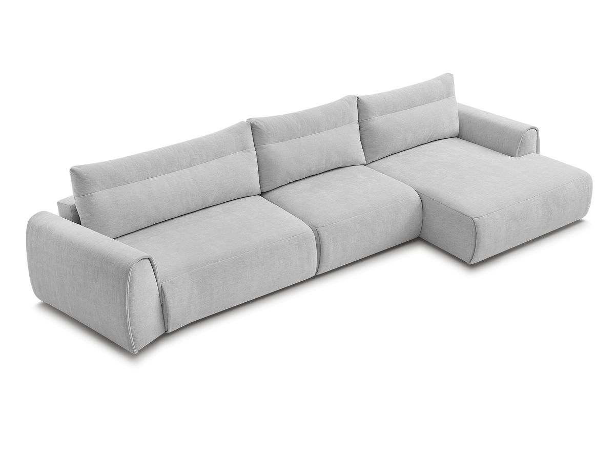 Canapé d'angle fixe EVEREST tissu chiné - Orange - Angle droit - 10 coussins