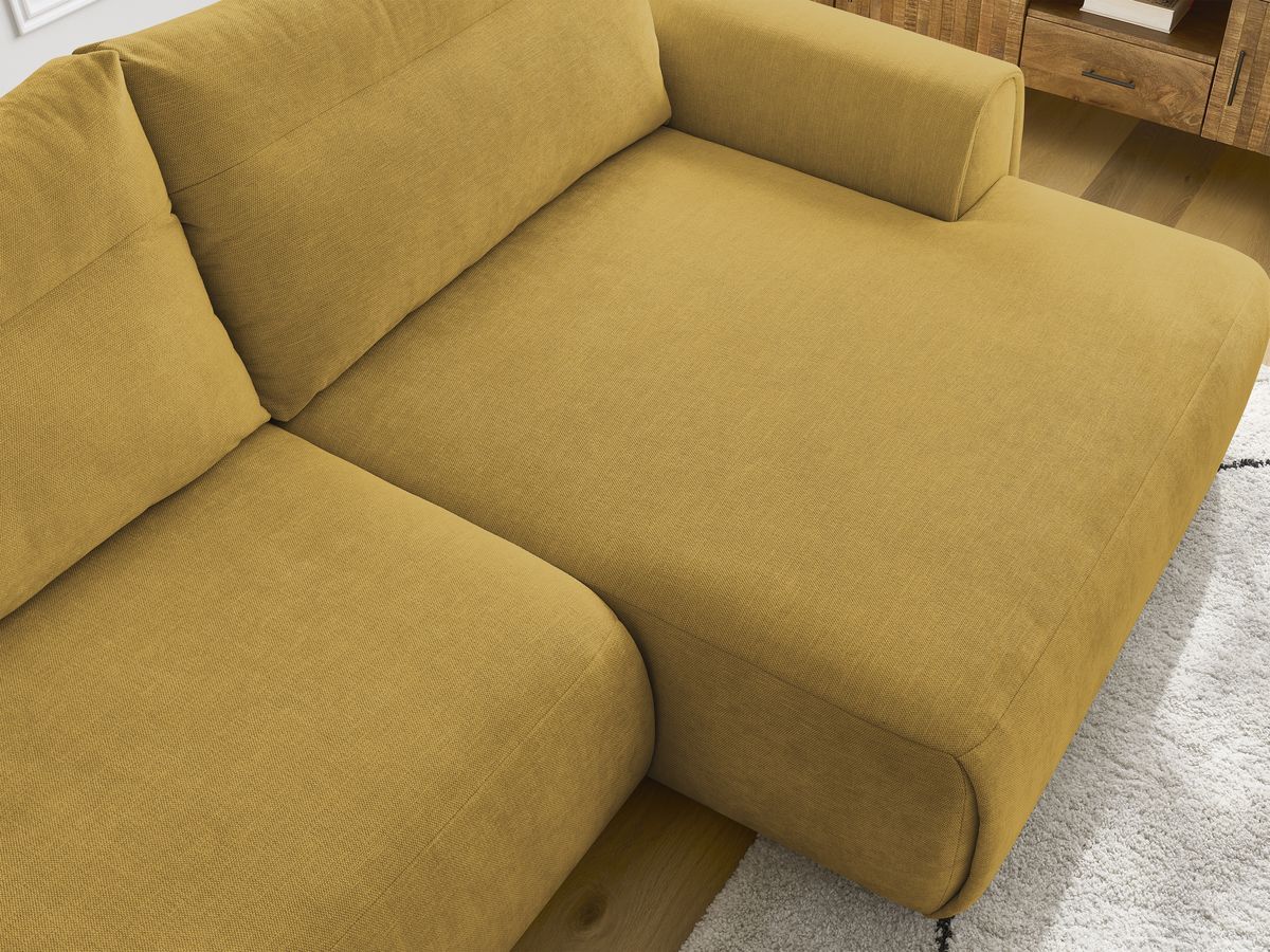Canapé d'angle fixe EVEREST tissu chiné - Orange - Angle droit - 10 coussins